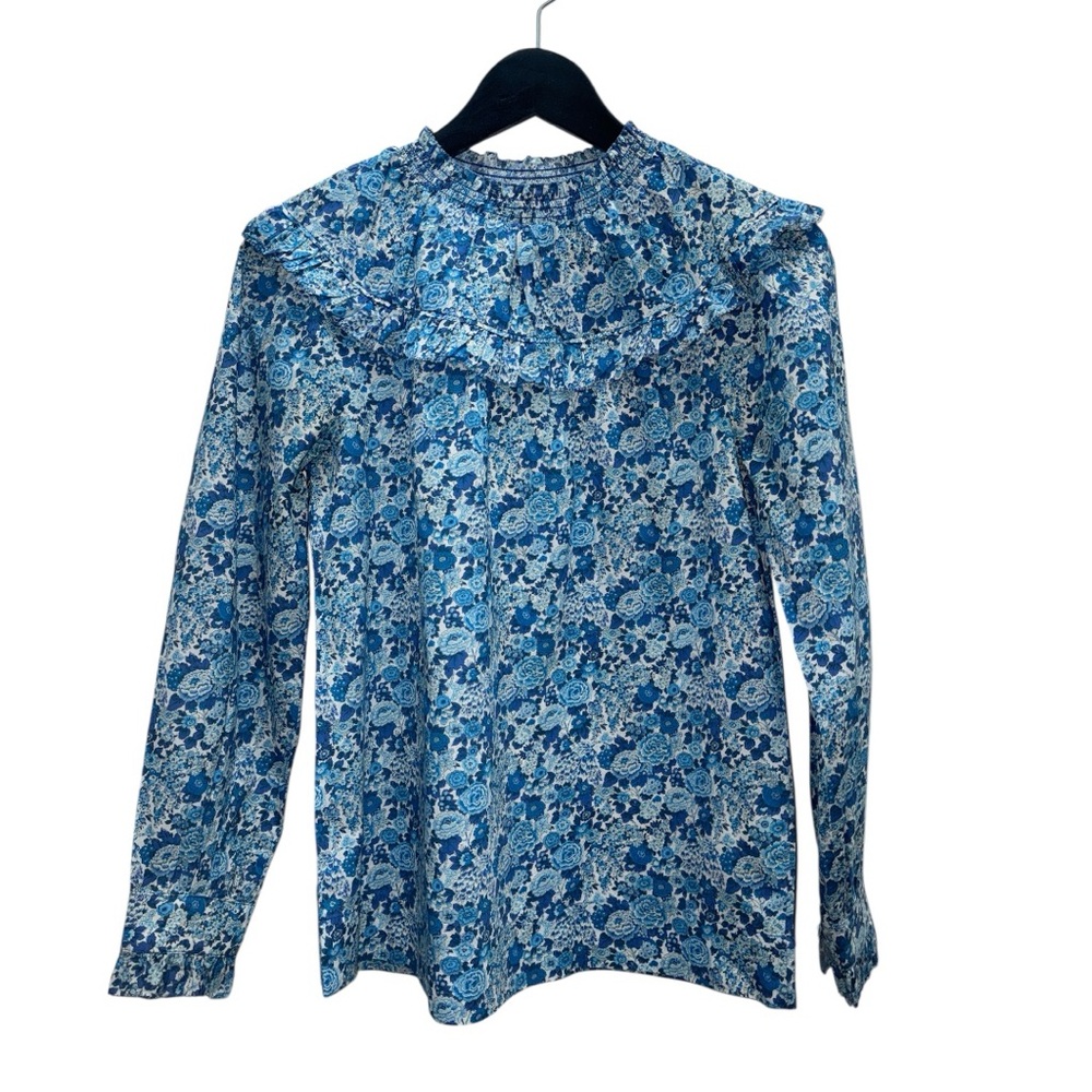 J Crew x Liberty Elysian Day Smocked Floral Ruffle Popover Top XXS